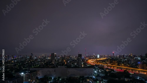Wallpaper Mural Time lapse of the sky while the lightning was coming down Above Bangkok city, Thailand, night timeม Extreme weather concept  Torontodigital.ca