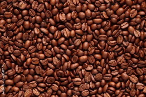 Seamless pattern with close up coffee beans, horizontal banner with endless texture. Aroma beverage. © Sunny_nsk