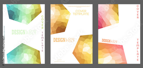 Template for book covers, brochures, booklets. A set of layouts with a polygonal color composition