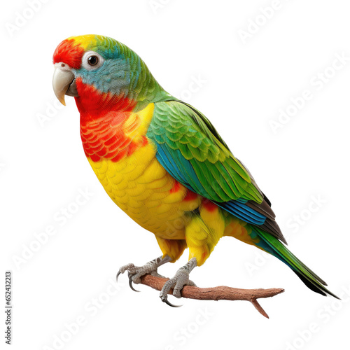 a Fig Parrot side view  in an isolated and transparent PNG in a Nature-themed  photorealistic illustration. Generative ai