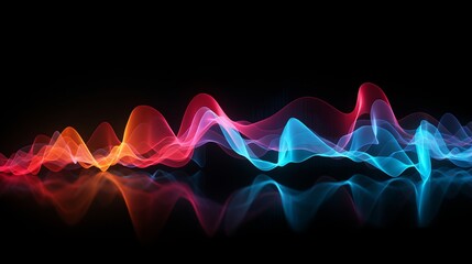 vibrant colored sound wave on black background - abstract music visualization