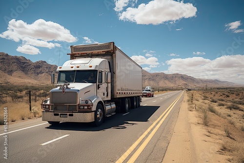 Truck on the road on a sunn...