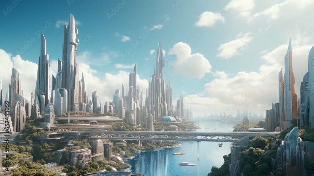 Obraz premium Captivating panoramic cityscape, wide angle view 