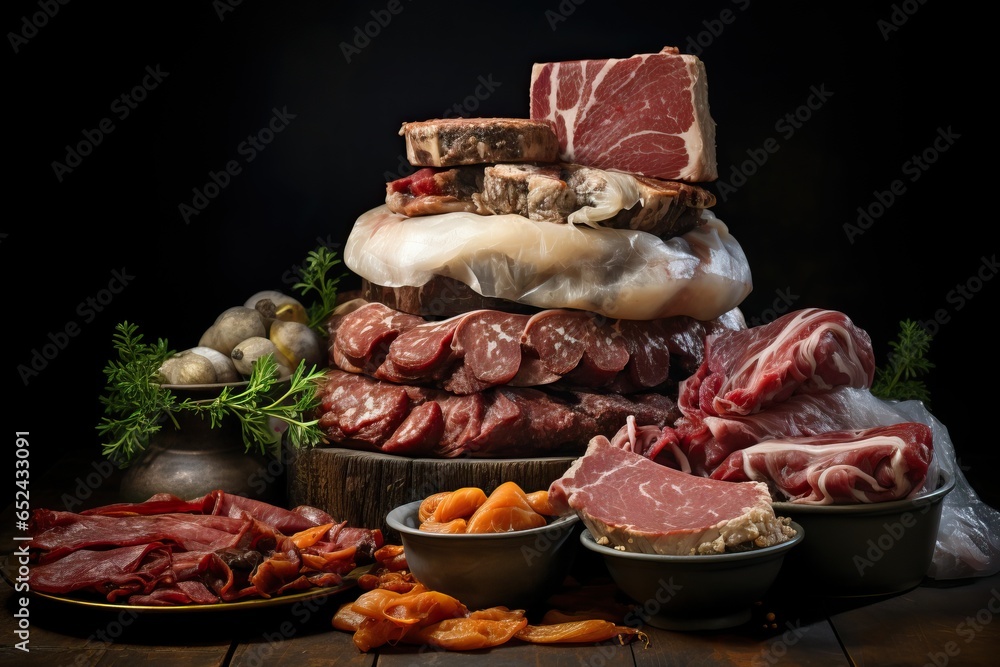 Fototapeta premium A pile of fatty red meat