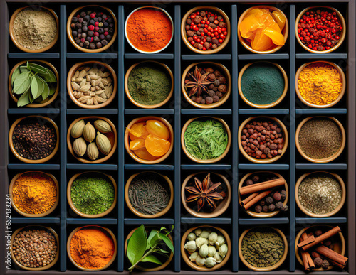 backdrop with a collection of spices