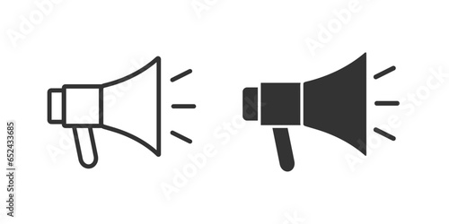 Megaphone - promotion web icons. Outline design with editable stroke and black design. Loudspeaker sign. Vector illustration.