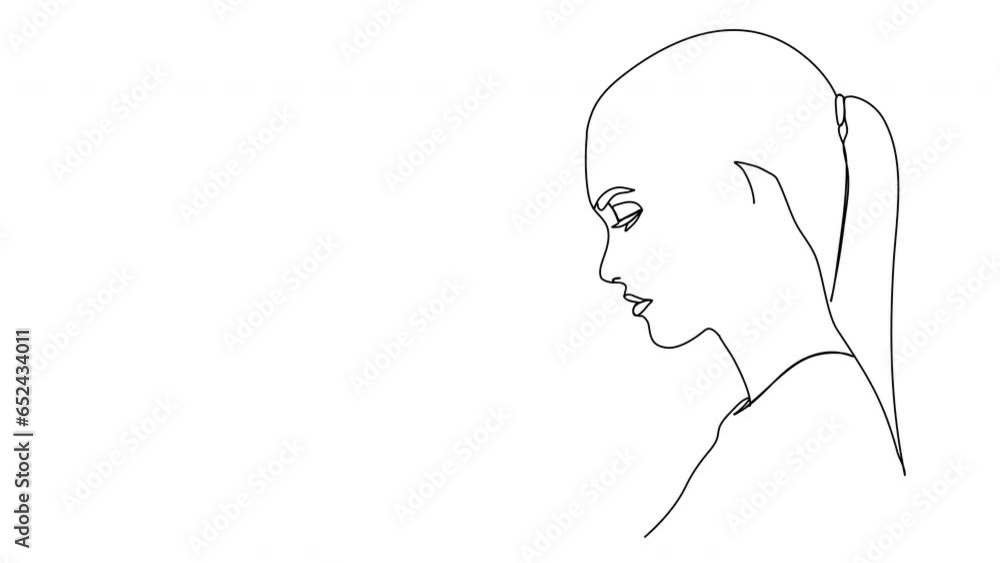 Continuous line beautiful woman line art animation. One line art. Continuous line beautiful woman line art animation. One line art.