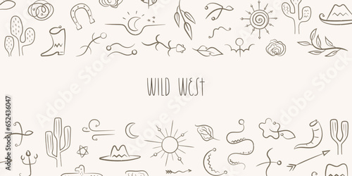 Wild west banner witl textured line elements