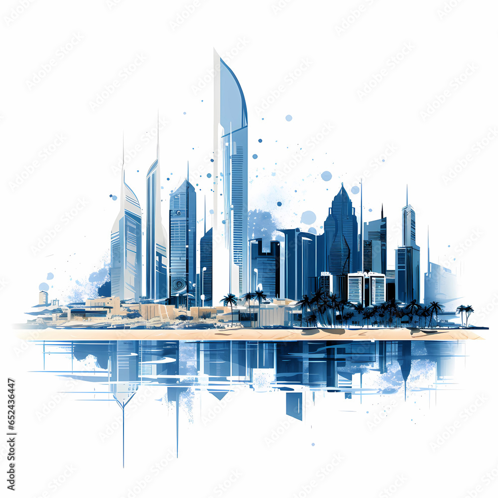 Illustration of the beautiful city of Abu Dhabi. United Arab Emirates