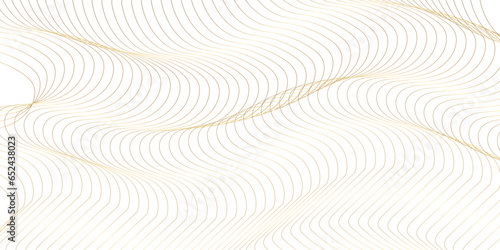 Abstract luxury gold wavy flowing dynamic smooth curve lines isolated on black background. Digital future technology concept. Design for web design, cover, technology, science, data, music, magazine.