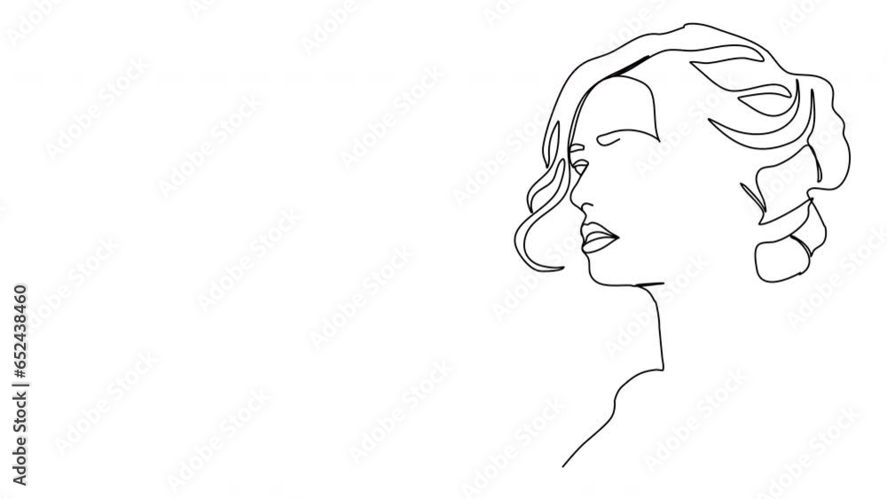 Continuous line beautiful woman line art animation. One line art. Continuous line beautiful woman line art animation. One line art.