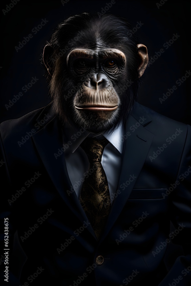 Animais in suits, cool animals wearing formal clothes. Monkeys, lions, dogs, cats, tigers, gorillas, birds, etc. Art generated by artificial intelligence. Animais in suits, cool animals wearing formal clothes. Monkeys, lions, dogs, cats, tigers, gorillas, birds, etc. Art generated by artificial intelligence.
