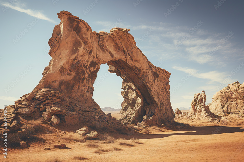 A peculiar rock formation landscape with unique and intriguing features. Rock sculpted by time into shapes and contours in an exceptional setting.