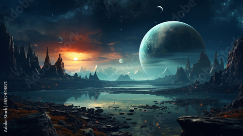 Worlds, magnificent classic science fiction wall art, the vastness of the cosmic landscape..