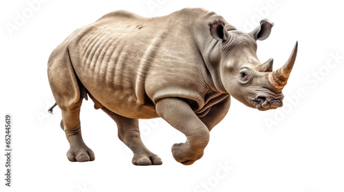 Canvas Print a Rhinoceros running in different positions in a Nature-themed, photorealistic illustration in a transparent PNG, and isolated