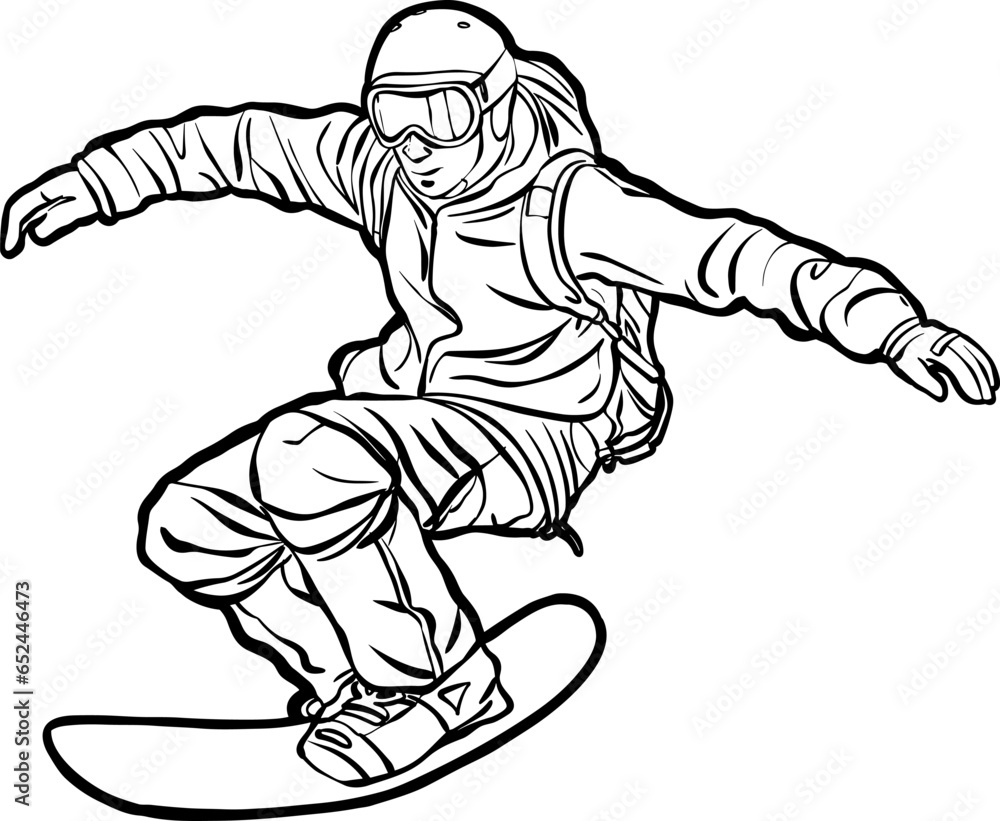 snowboarding extreme player playing downhill 