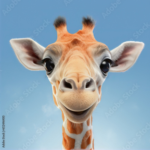Head and neck of a giraffe against the sky