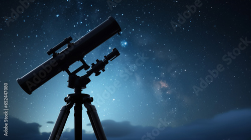 The contour of a telescope outlined against a celestial backdrop, symbolizing the realm of astronomy and star observation.. photo