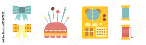 Sewing Tools and Object Flat Icon Vector Set