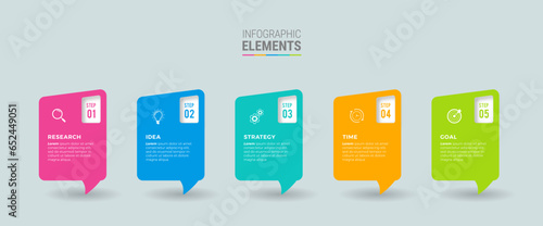 Business infographic template design icons 5 options or steps
