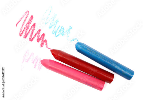 Colorful wax crayon isolated on white 
