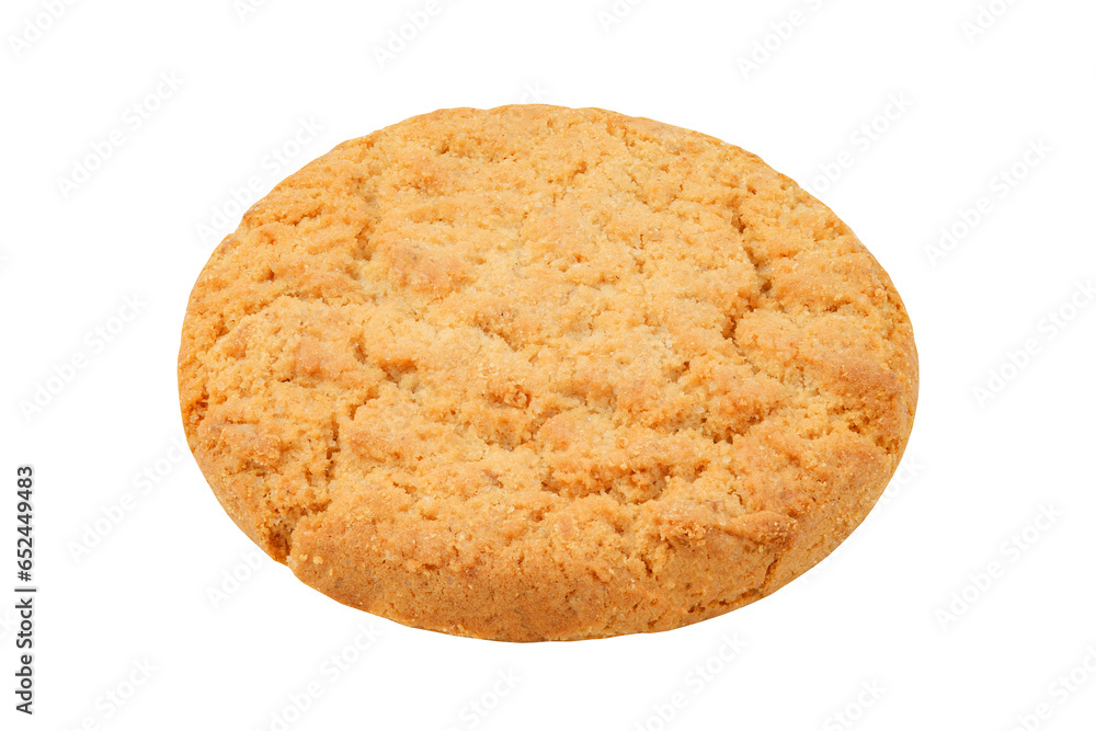 Oatmeal cookies, one, close-up, isolated on white background with clipping path Oatmeal cookies, one, close-up, isolated on white background with clipping path