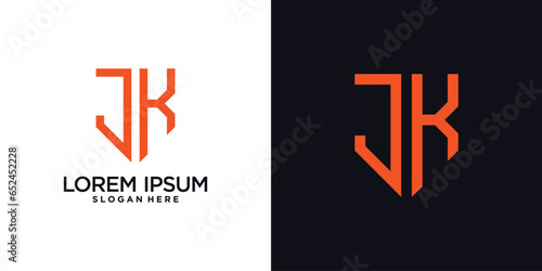 Monogram logo design initial letter j combined with shield element and creative concept