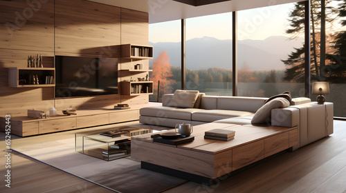 Minimalist style interior design of modern living room with tv  © Ekaterina