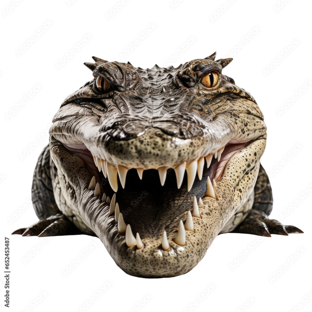 Obraz premium Crocodile face shot on white background