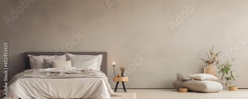Bedroom environment with soothing colors and minimal distractions photo