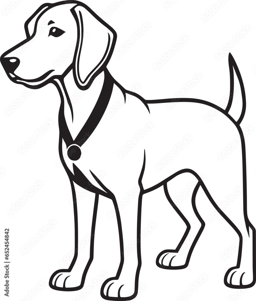 An illustration of a cute black-and-white puppy, possibly a beagle, pointer or cop dog, made in monochrome An illustration of a cute black-and-white puppy, possibly a beagle, pointer or cop dog, made in monochrome