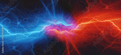 Red and blue lightning, abstract electrical background