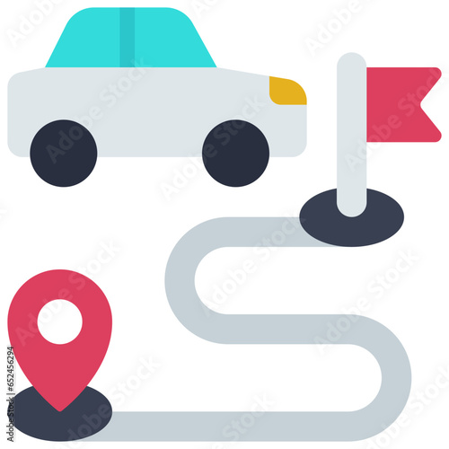 Electric Car Range Route Icon