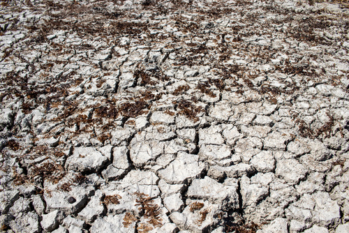 Global warming, desertification, dry and cracked soil due to lack of water.