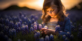 Little Girl in a field of bluebonnets