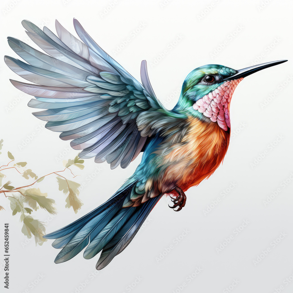 Fototapeta premium watercolor Hummingbird clipart, Generative Ai