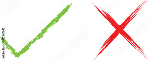 Right and wrong icons in brush style.