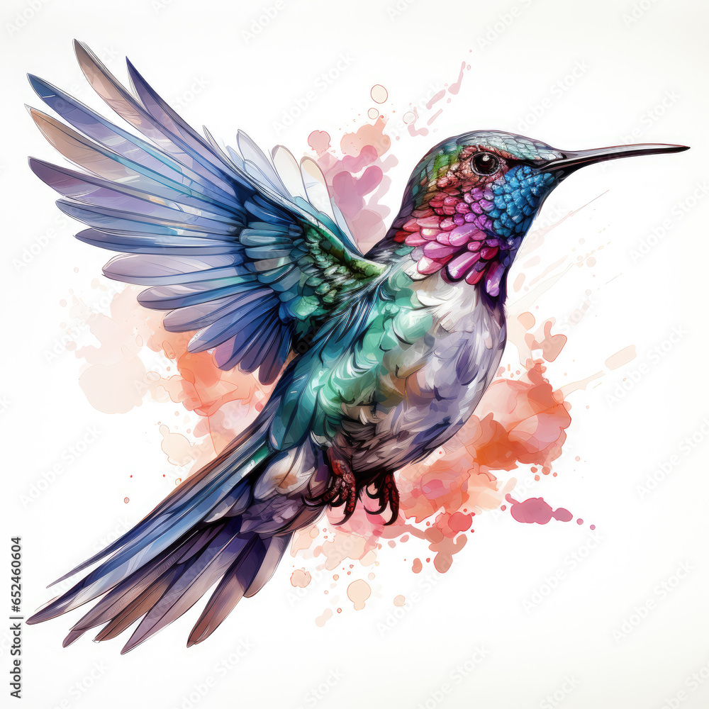 watercolor Hummingbird clipart, Generative Ai watercolor Hummingbird clipart, Generative Ai