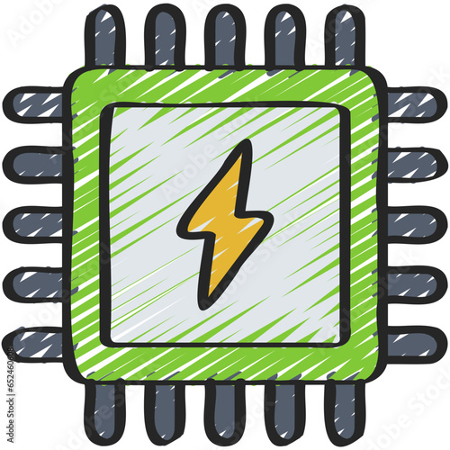 Electric Computer Chip Icon