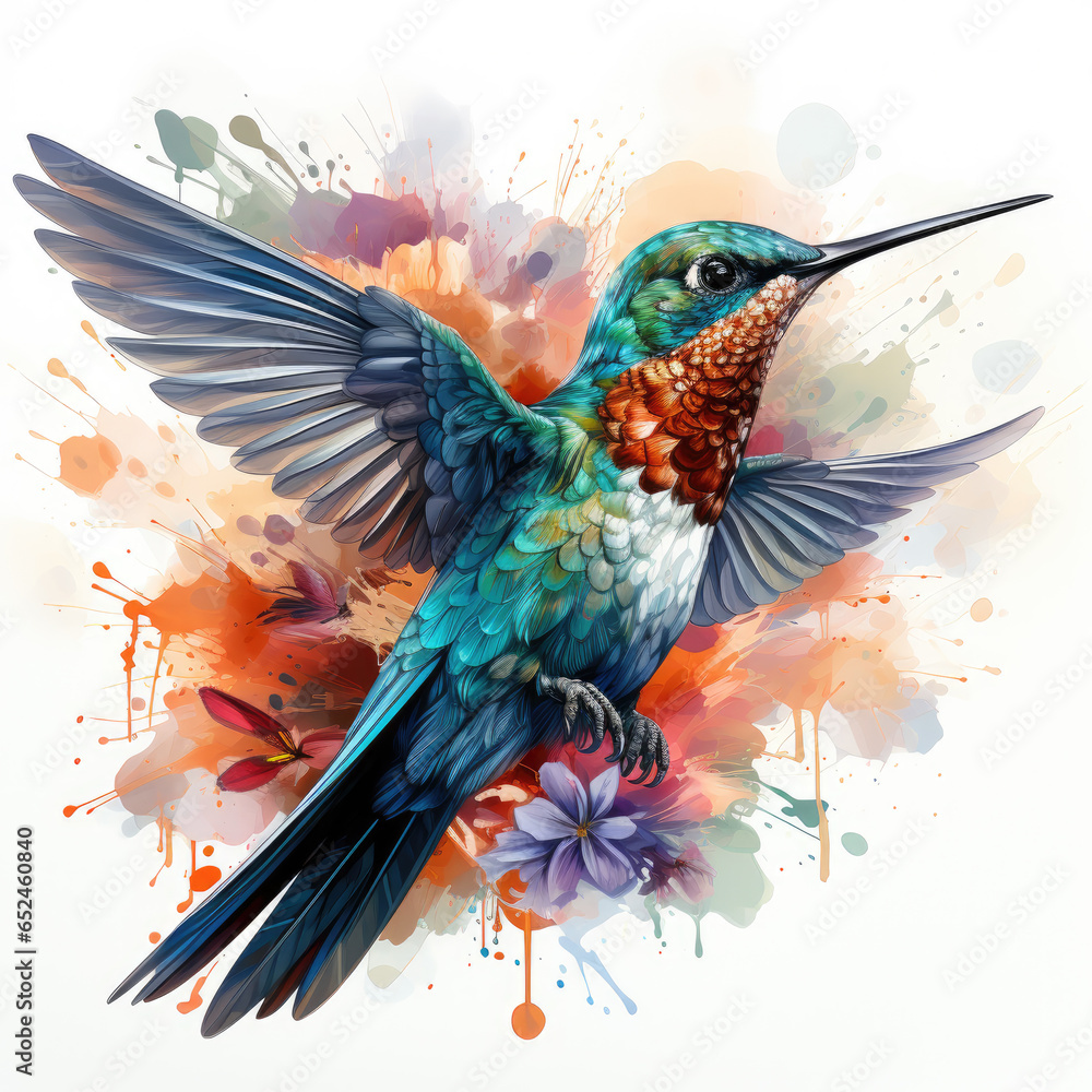 Obraz premium watercolor Hummingbird clipart, Generative Ai