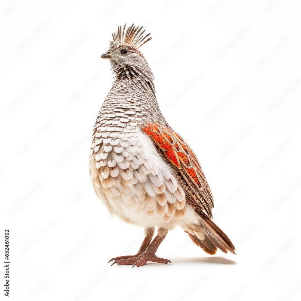 Fototapeta premium Scaled quail bird isolated on white background.