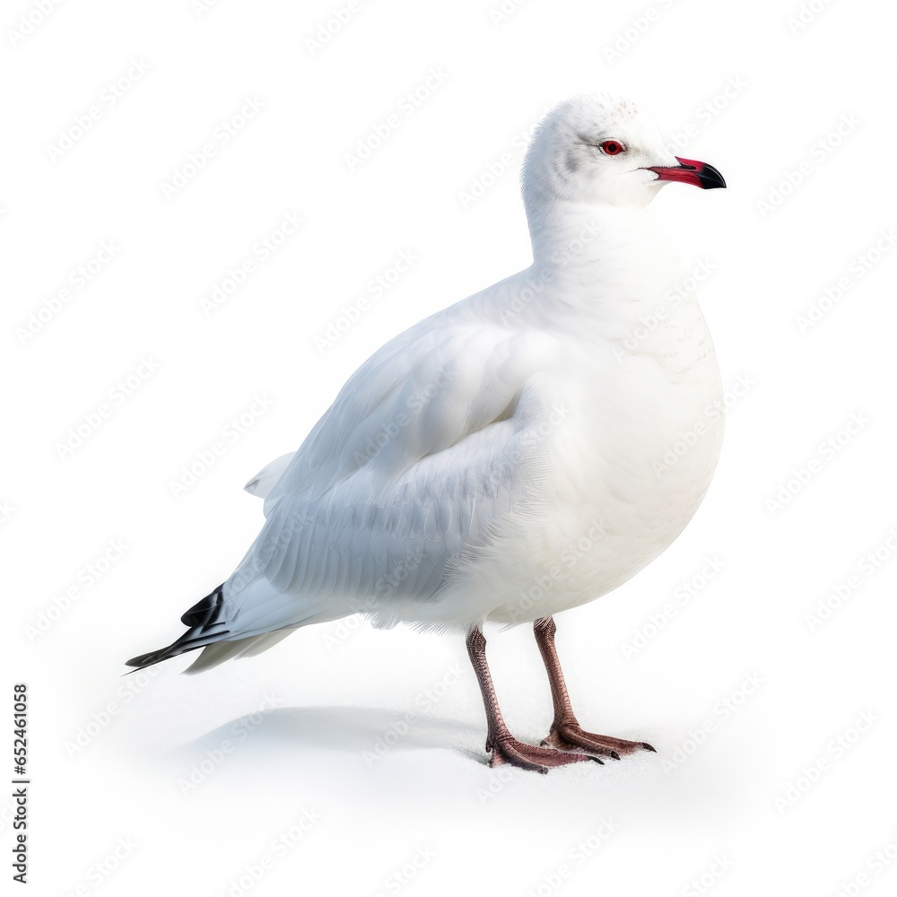 Obraz premium Short-billed gull bird isolated on white background.