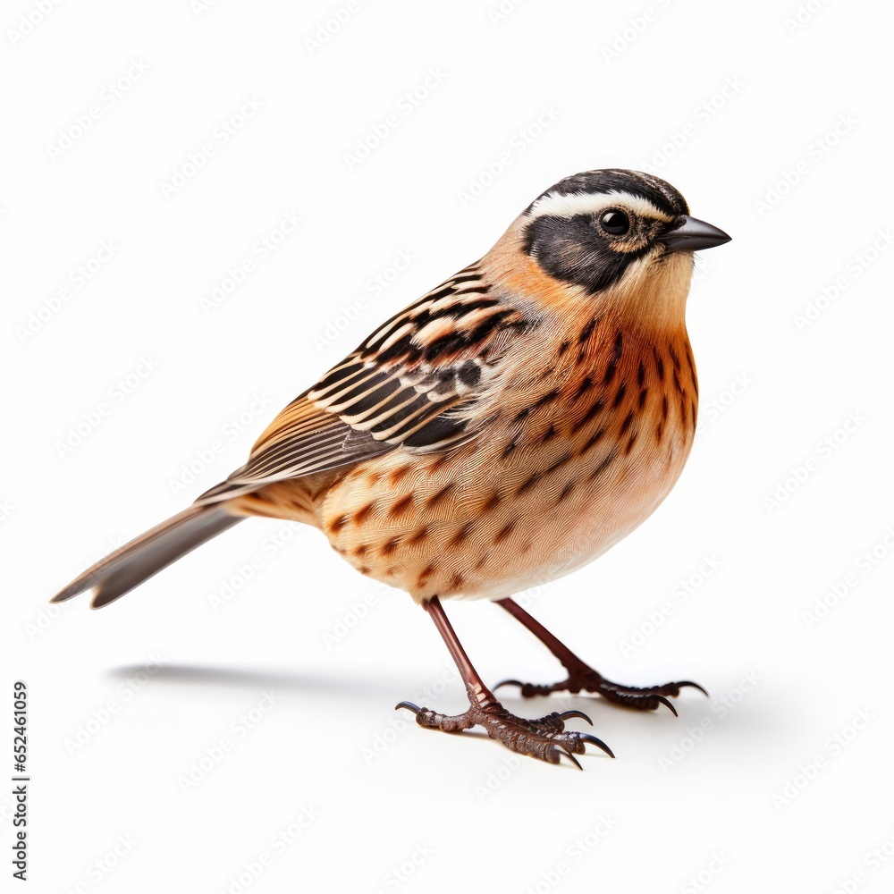 Siberian accentor bird isolated on white background.