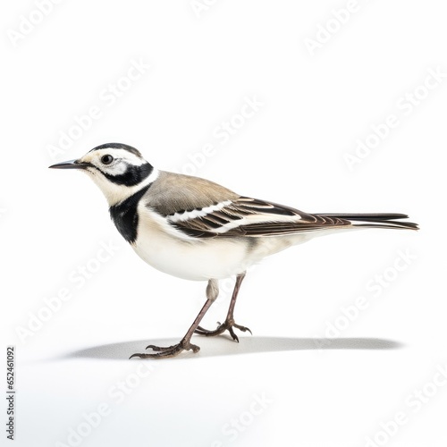 White wagtail bird isolated on white background.