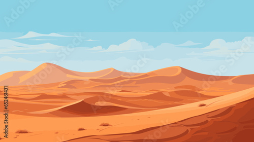 Desert sandy landscape  sunny day. Desert dunes vector background.