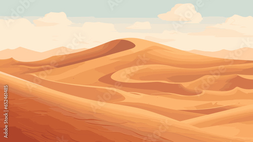 Desert sandy landscape  sunny day. Desert dunes vector background.