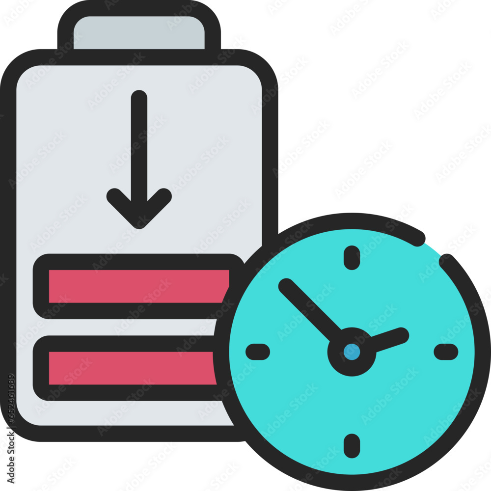 Battery Reduction Time Icon Battery Reduction Time Icon