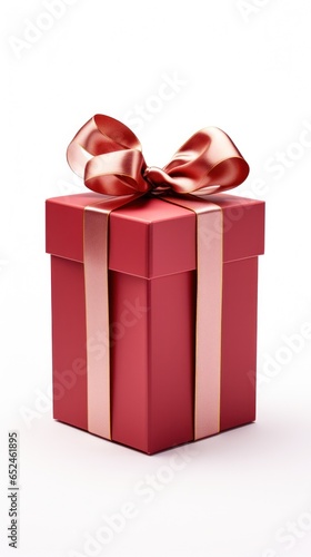 Red gift box with a ribbon and bow