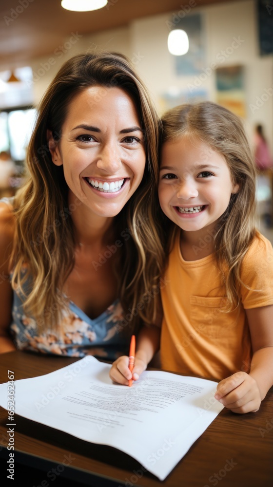 Smiling teacher helping student with homework Smiling teacher helping student with homework