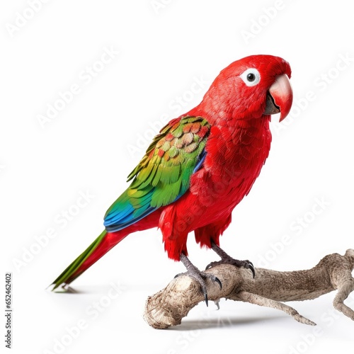 Red-masked parakeet bird isolated on white background.